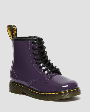 Purple Kids' Dr Martens Toddler 1460 Patent Leather Lace Up Boots | CA 702DFM